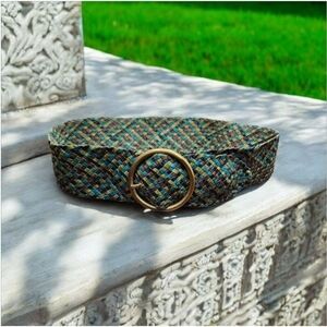 Kookai Wide Braided Belt Large Brass Oval Buckle EUC 38 " Waist